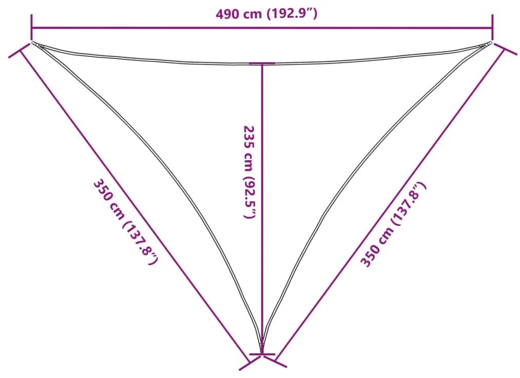 Πανί Σκίασης Τρίγωνο Κρεμ 3,5 x 3,5 x 4,9 μ. από Ύφασμα Oxford - Κρεμ