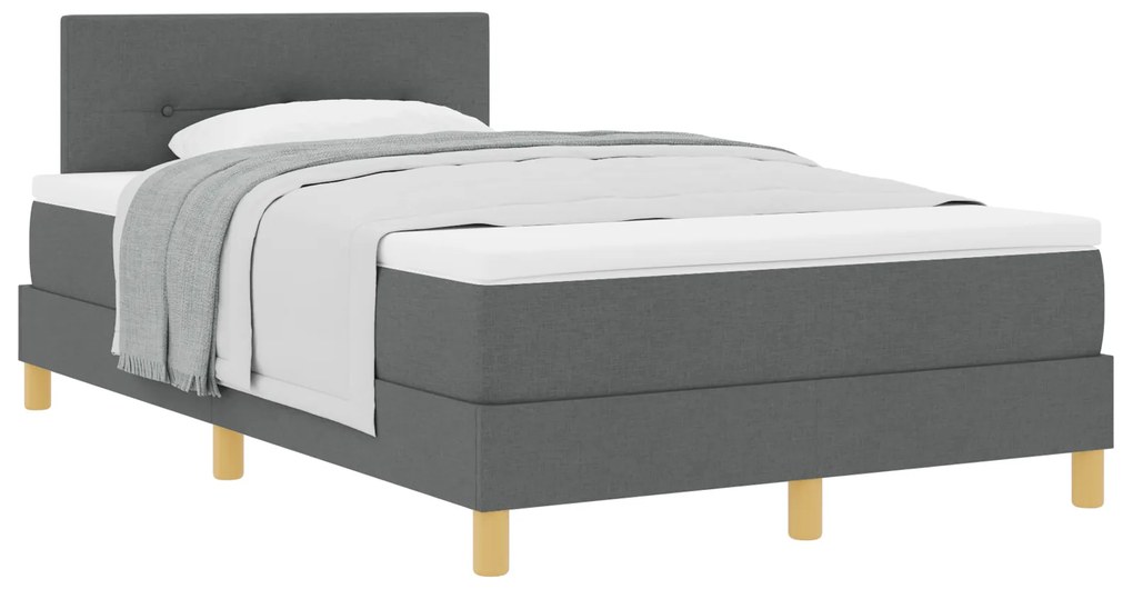 vidaXL Κρεβάτι με Βάση με Στρώμα Σκούρο Γκρι 120x200 εκ. Υφασμάτινο