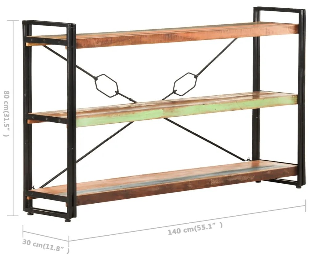 vidaXL Βιβλιοθήκη με 3 Επίπεδα 140x30x80 εκ. Μασίφ Ανακυκλωμένο Ξύλο