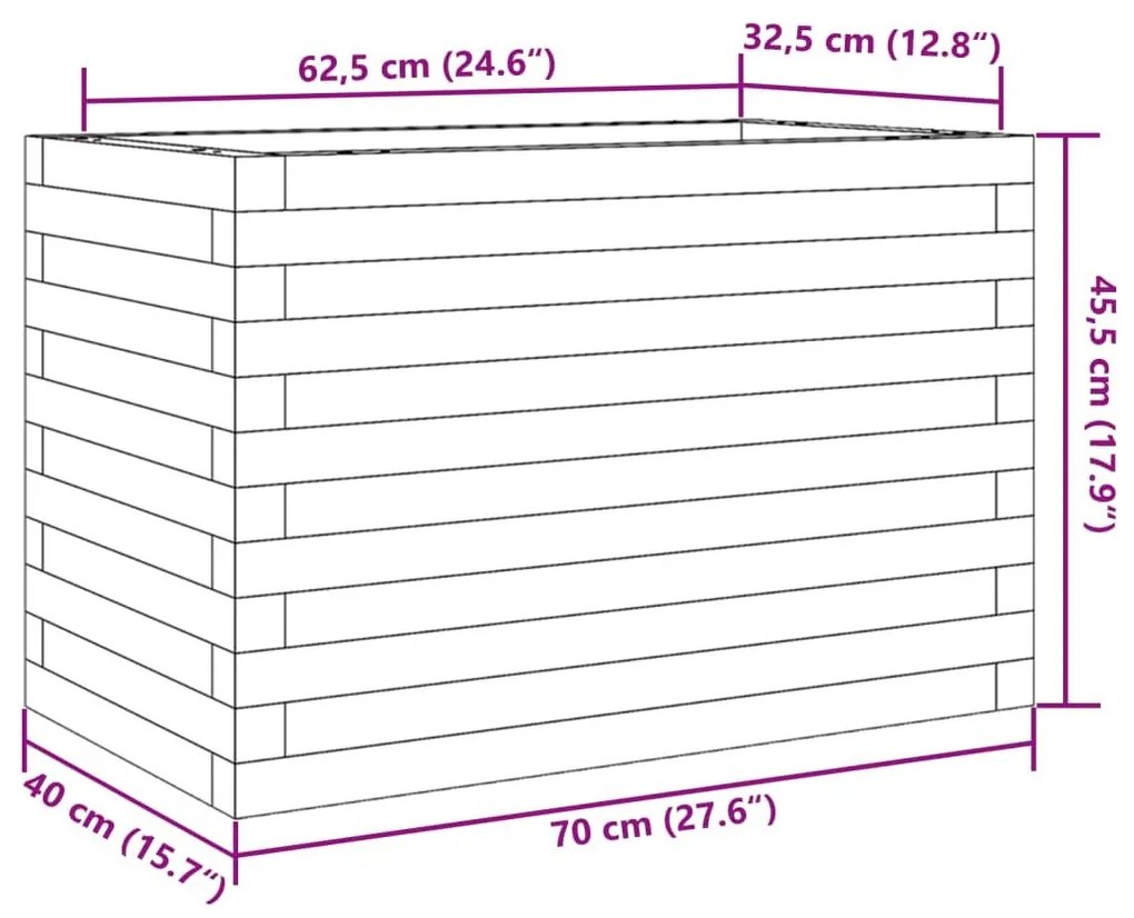 Ζαρντινιέρα Κήπου 70x40x45,5 εκ από Μασίφ Ξύλο Πεύκου - Καφέ