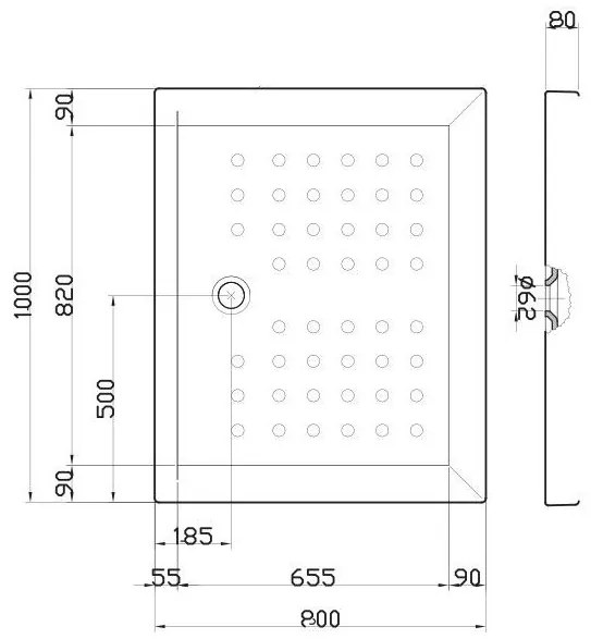 Ντουζιέρα SANITANA Julieta παραλληλόγραμμη-100 x 80 εκ.