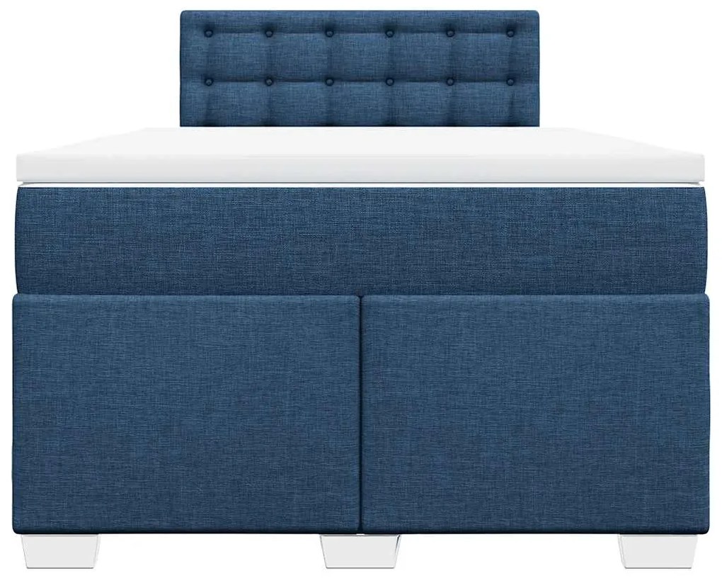 vidaXL Κρεβάτι Boxspring με Στρώμα Μπλε 120x190 εκ. Υφασμάτινο