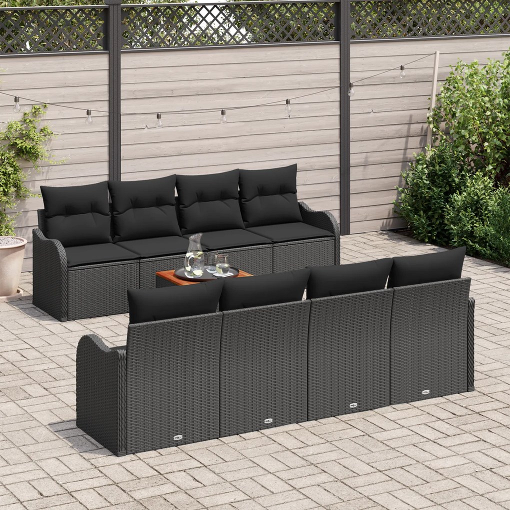vidaXL Σετ Καναπέ Κήπου 9 pcs Μαύρο Large