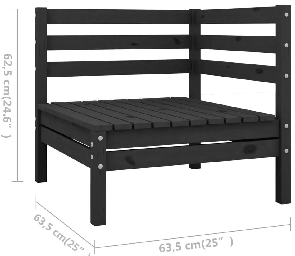 vidaXL Σαλόνι Κήπου Σετ 7 Τεμαχίων Μαύρο από Μασίφ Ξύλο Πεύκου