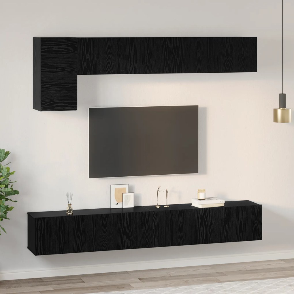 vidaXL Σετ επίπλου τηλεόρασης 5 pcs Μαύρη Δρυς 100 x 30 x 30 εκ