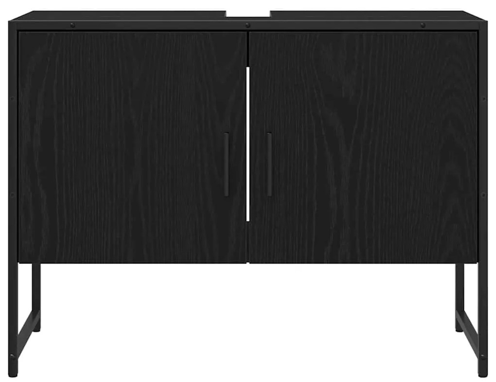 vidaXL Ντουλάπα Νιπτήρα Mπάνιου με πόρτα Μαύρη Οξυά 80 x 30 x 60 cm