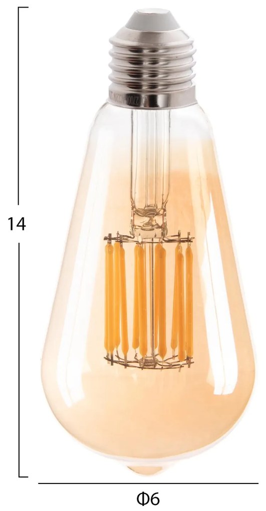 ΛΑΜΠΤΗΡΑΣ  LED FILAMENT 12W E27 3000K GOLD 6x6x14 εκ.