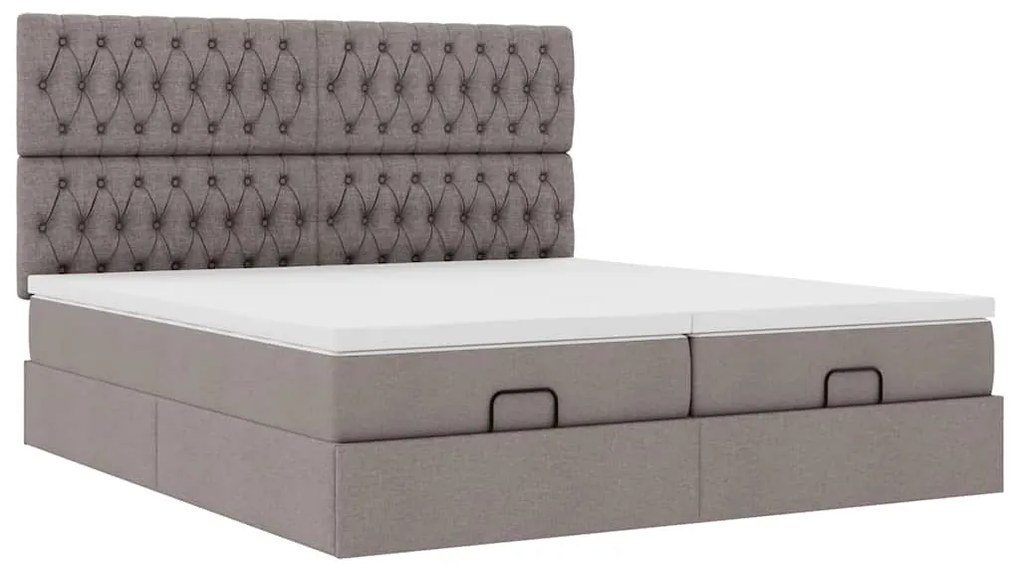 vidaXL Οθωμανικό κρεβάτι με στρώματα Taupe 180x200cm ύφασμα