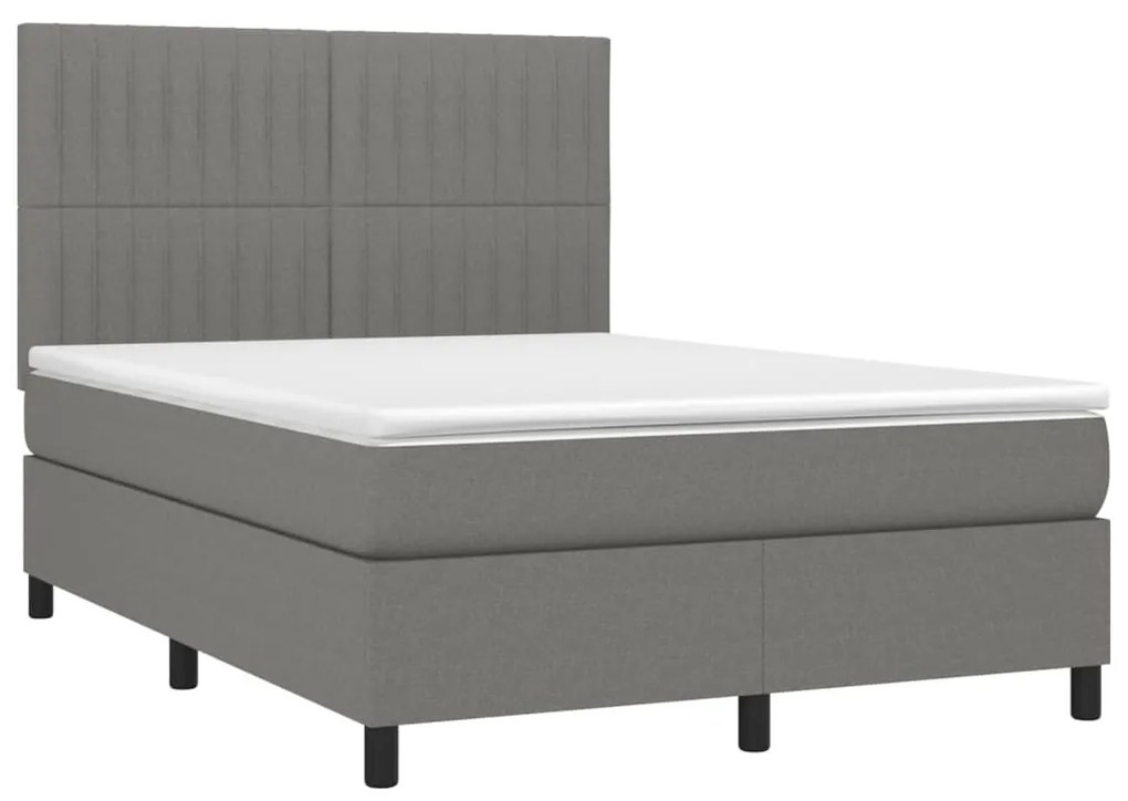 ΚΡΕΒΑΤΙ BOXSPRING ΜΕ ΣΤΡΩΜΑ ΣΚΟΥΡΟ ΓΚΡΙ 140X200 ΕΚ ΥΦΑΣΜΑΤΙΝΟ 3141938