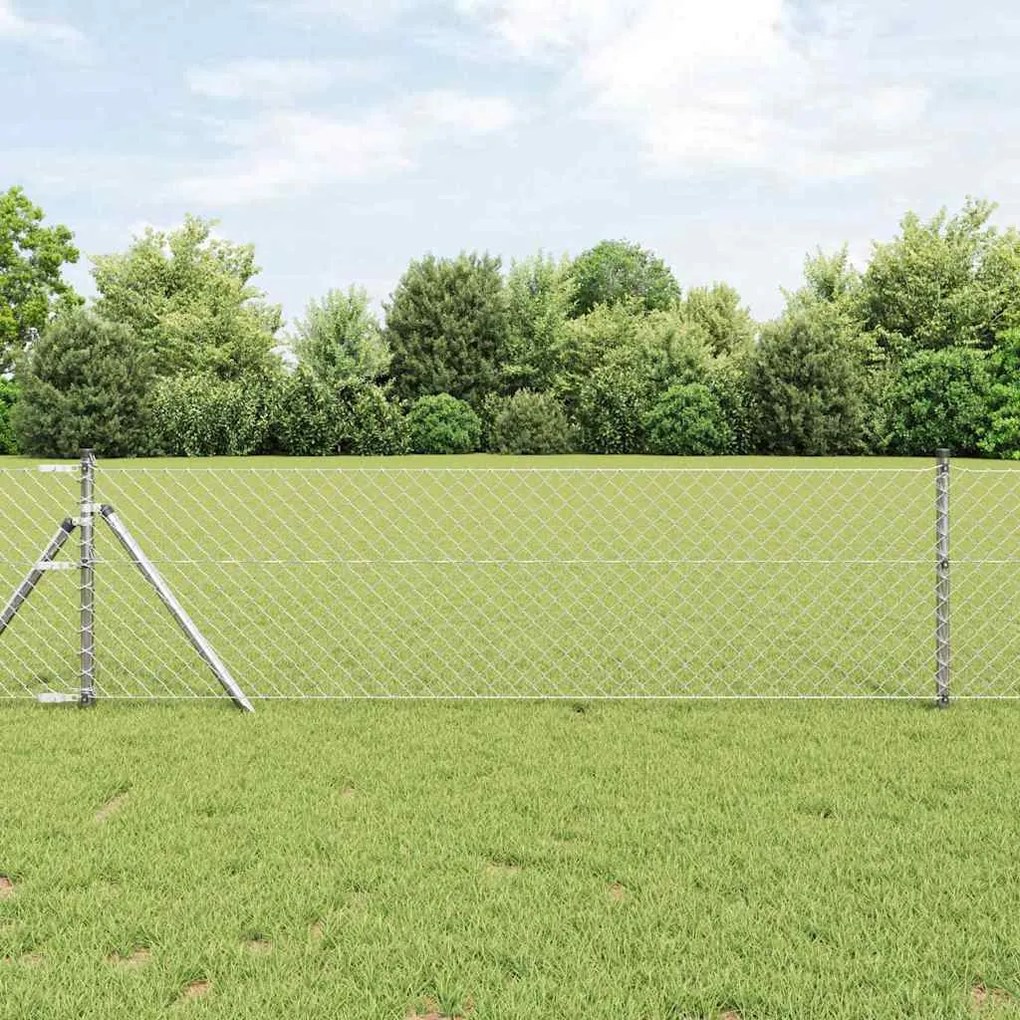 vidaXL Συρματόπλεγμα περίφραξης Ασημί 25 x 0.8 m Γαλβανισμένος χάλυβας