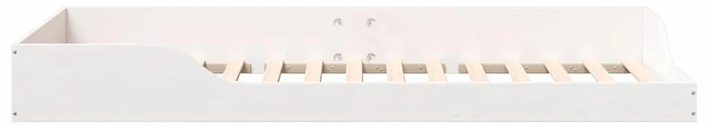 vidaXL Κρεβάτι δαπέδου Λευκό 100 x 210 cm Μασίφ ξύλο πεύκου