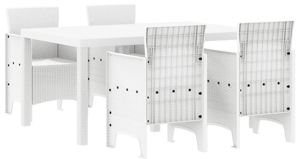 vidaXL Σετ Γευμάτων Κήπου 5 pcs Λευκό 150 x 100 x 73 εκ.