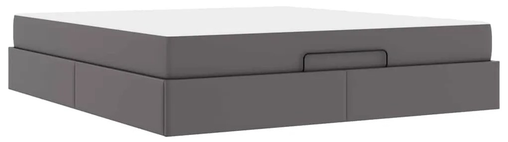 vidaXL Σκελετός κρεβατιού με στρώμα με στρώμα 2 pcs Γκρι PVC
