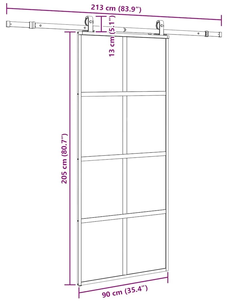 ΣΥΡΟΜΕΝΗ ΠΟΡΤΑ ΜΕ ΣΕΤ ΥΛΙΚΟΥ ΜΑΥΡΟ 90X205 CM ΓΥΑΛΙ ΜΕΤΡΙΑΣΜΕΝΟ 3375973