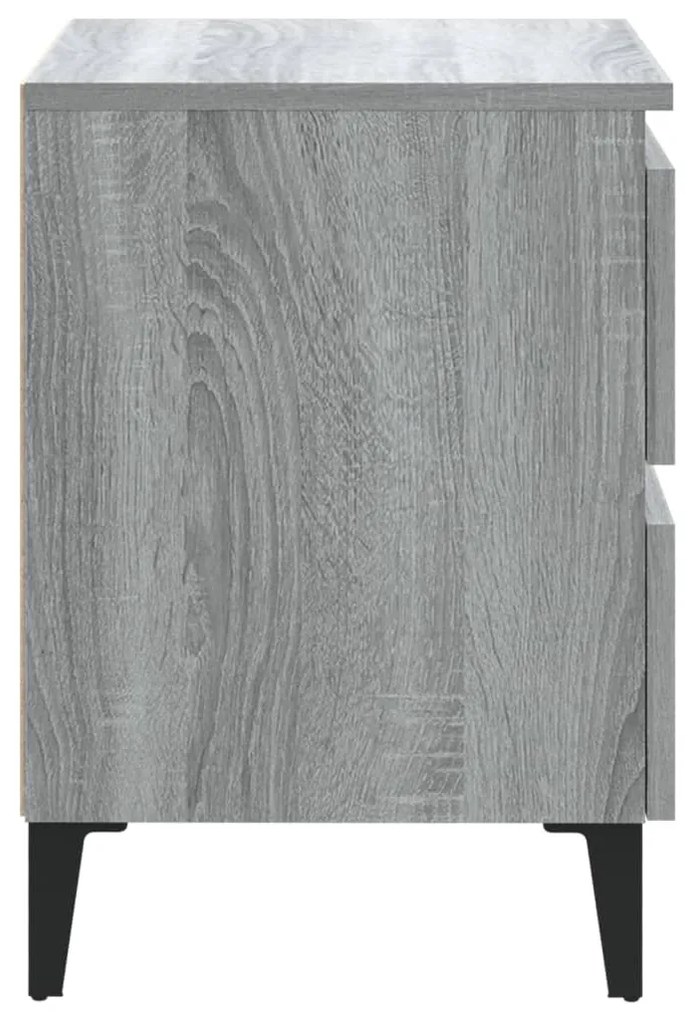 vidaXL Κομοδίνα 2 τεμ. Γκρι Sonoma 40 x 35 x 50 εκ. με Μεταλλικά Πόδια