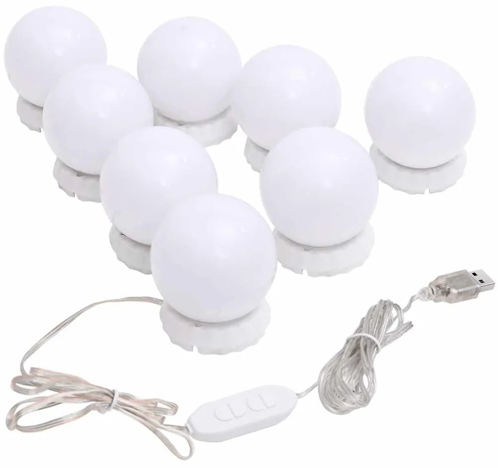 vidaXL Καθρέφτης Τοίχου Στρόγγυλος με Φωτισμό LED Γυάλινος