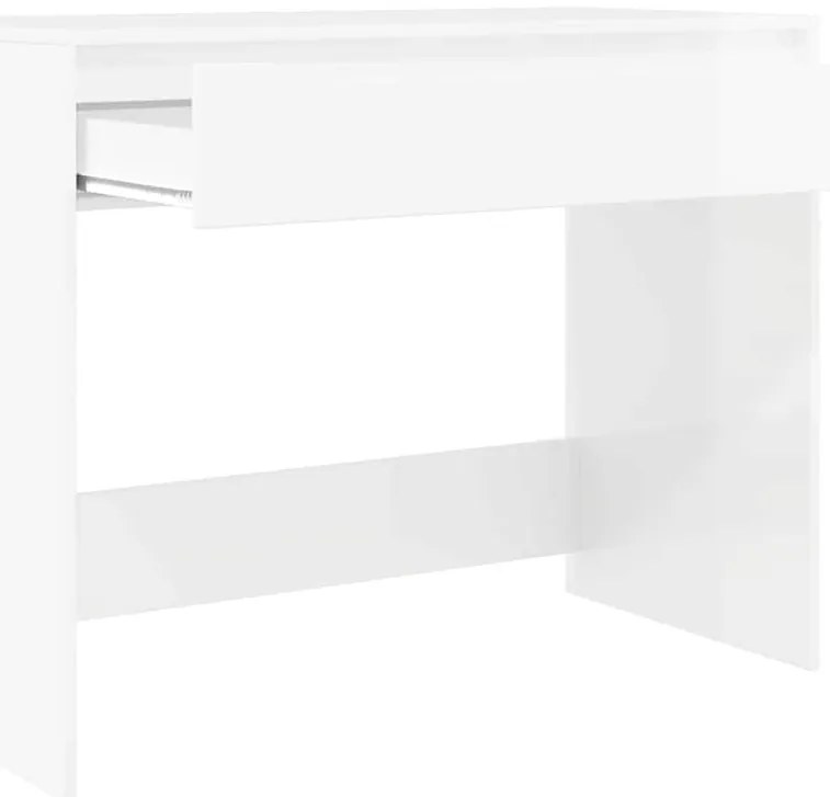 vidaXL Γραφείο με συρτάρι Υψηλής γυαλάδας λευκό 100 x 50 x 78 εκ