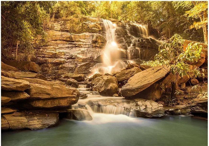 Αυτοκόλλητη φωτοταπετσαρία - Sunny Waterfall - 196x140