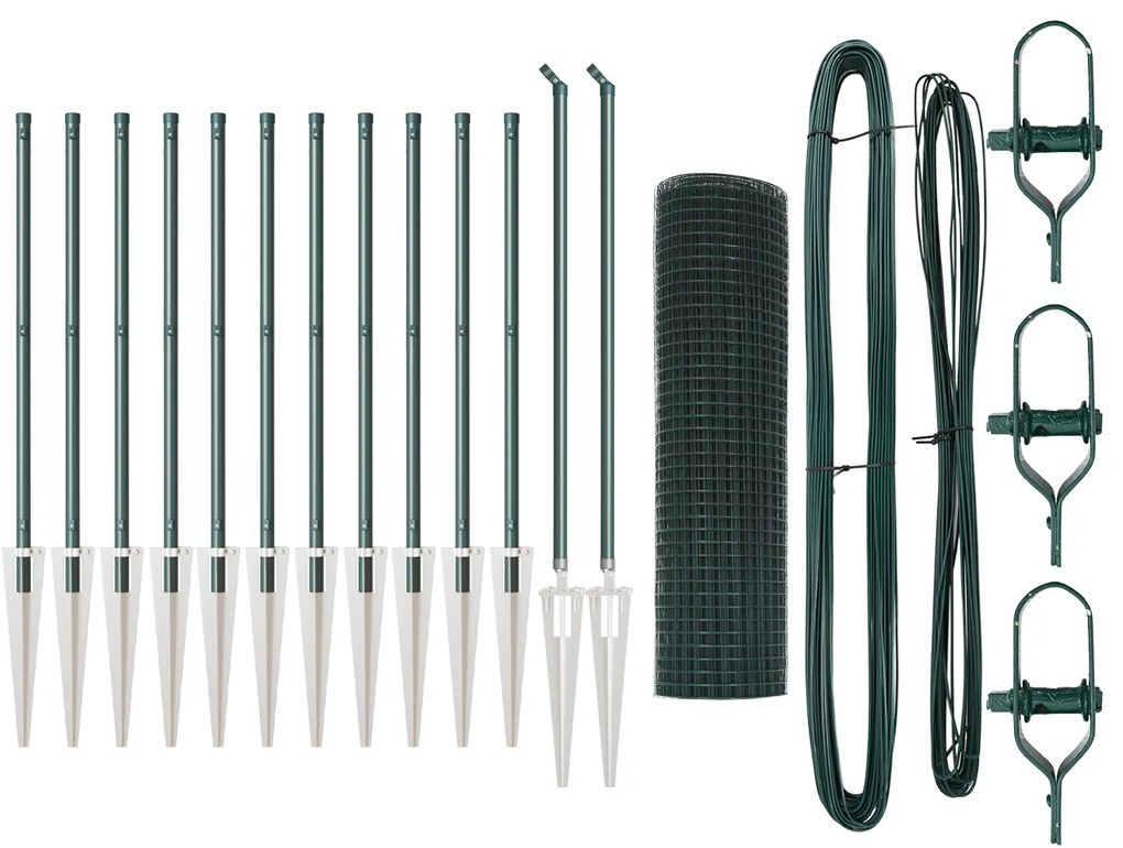 vidaXL Welded Wire Fence με 13 Αναρτήσεις Πράσινες 0.8x25 μ Χάλυβα