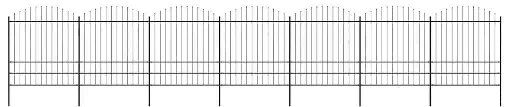 vidaXL Φράχτης Κήπου με Κορυφή Δόρυ Μαύρος Ατσάλινος 1248 x 200 εκ.