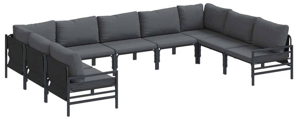 vidaXL Σετ Καναπέ Κήπου 9 pcs Ανθρακί Ατσάλι