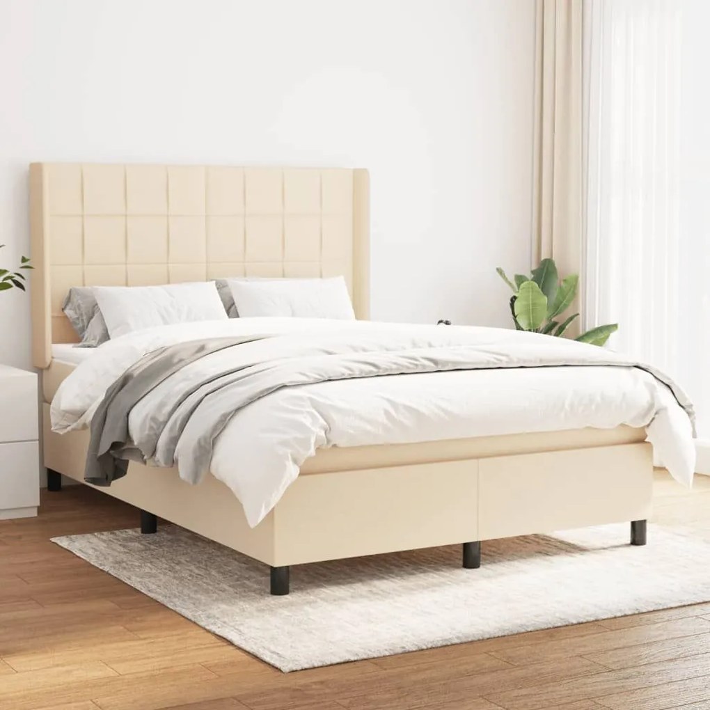 ΚΡΕΒΑΤΙ BOXSPRING ΜΕ ΣΤΡΩΜΑ ΚΡΕΜ 140X190 ΕΚ. ΥΦΑΣΜΑΤΙΝΟ 3131430