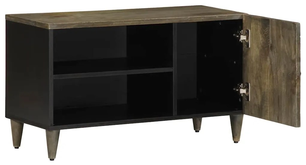 vidaXL Ντουλάπι τηλεόρασης ανοιχτό γκρι 80x31,5x46 cm μασίφ ξύλο Mango