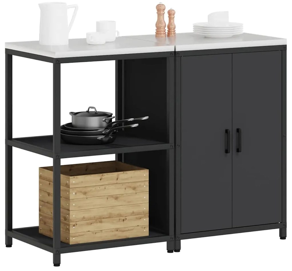 vidaXL Σετ Αποθήκευσης Κουζίνας 2 pcs Μαύρο Ψυχρής έλασης χάλυβας