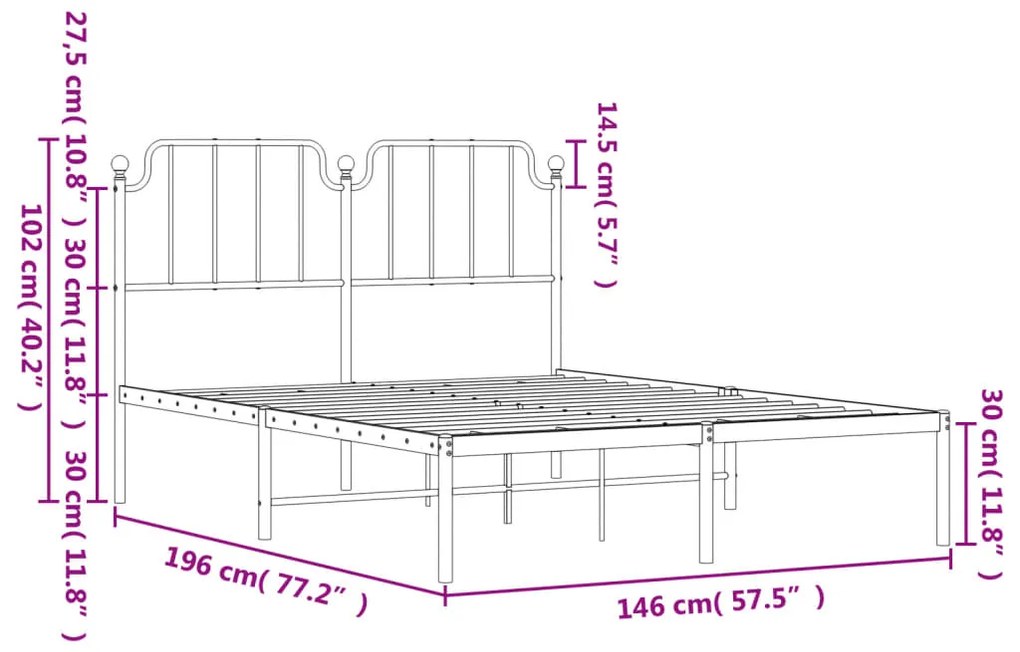 ΠΛΑΙΣΙΟ ΚΡΕΒΑΤΙΟΥ ΜΕ ΚΕΦΑΛΑΡΙ ΛΕΥΚΟ 140X190 ΕΚ. ΜΕΤΑΛΛΙΚΟ 373936