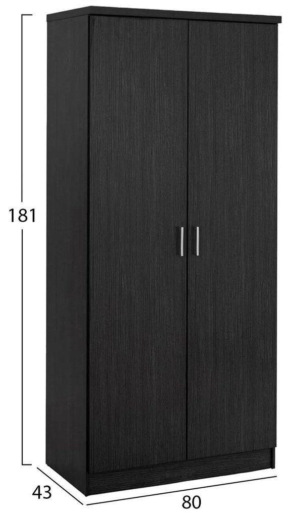Ντουλάπα JENNA Δίφυλλη Ανοιγόμενη Zebrano 80x43x181 εκ. 80x43x181 εκ.