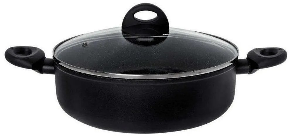 Κατσαρόλα Ρηχή Petra 70.020.030 Φ30cm Black Black Cryspo Trio 30 cm Αλουμίνιο