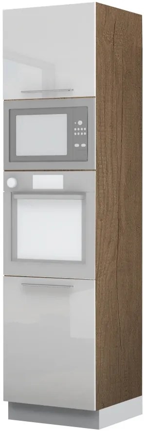 Επιδαπέδιο ντουλάπι φούρνου ψηλό Raval K23-60-RM-Φυσικό σκούρο - Λευκό γυαλιστερό - 60.00Χ60.00Χ235.00cm