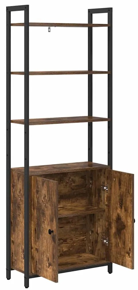 vidaXL Βιβλιοθήκη Καπνιστό Δρύς 60 x 24 x 161 εκ Επεξεργασμένο ξύλο