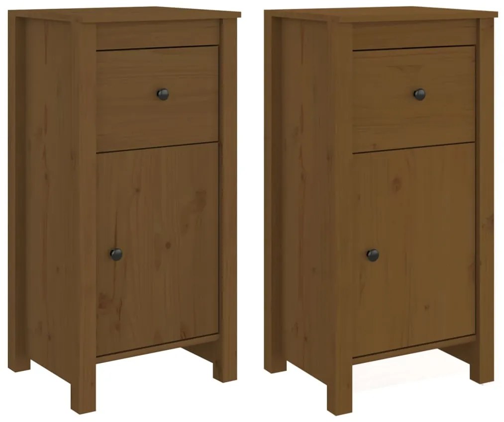 vidaXL Συρταριέρες 2 τεμ. Καφέ Μελί 40x35x80 εκ. από Μασίφ Ξύλο Πεύκου