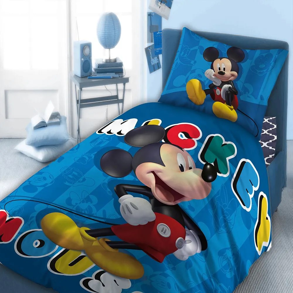 Σεντόνια Παιδικά Mickey 863 (Σετ 3τμχ) Disney Digital Print DimCol Μονό 160x240cm 100% Βαμβάκι