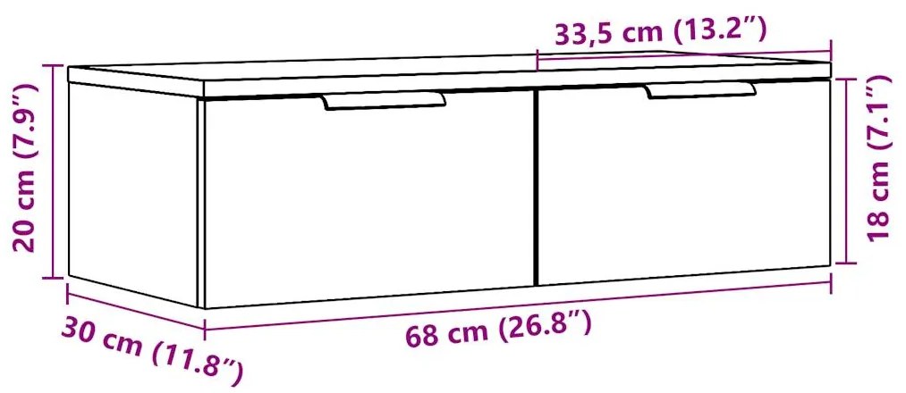 Ντουλάπι Τοίχου Παλιό Ξύλο 68x30x20εκ από Επεξεργασμένο Ξύλο - Καφέ