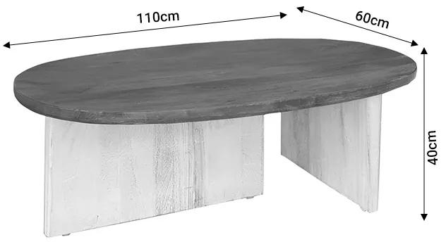 Τραπέζι σαλονιού Simplicity Inart white wash-φυσικό μασίφ ξύλο ακακίας 110x60x40εκ