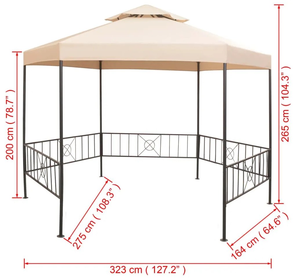 Κιόσκι/Τέντα Κήπου Εξαγωνικό Μπεζ 323 x 265 εκ. - Μπεζ