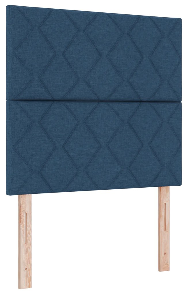 vidaXL Box Spring Κρεβάτι με Στρώμα Μπλε 90x200 cm Ύφασμα