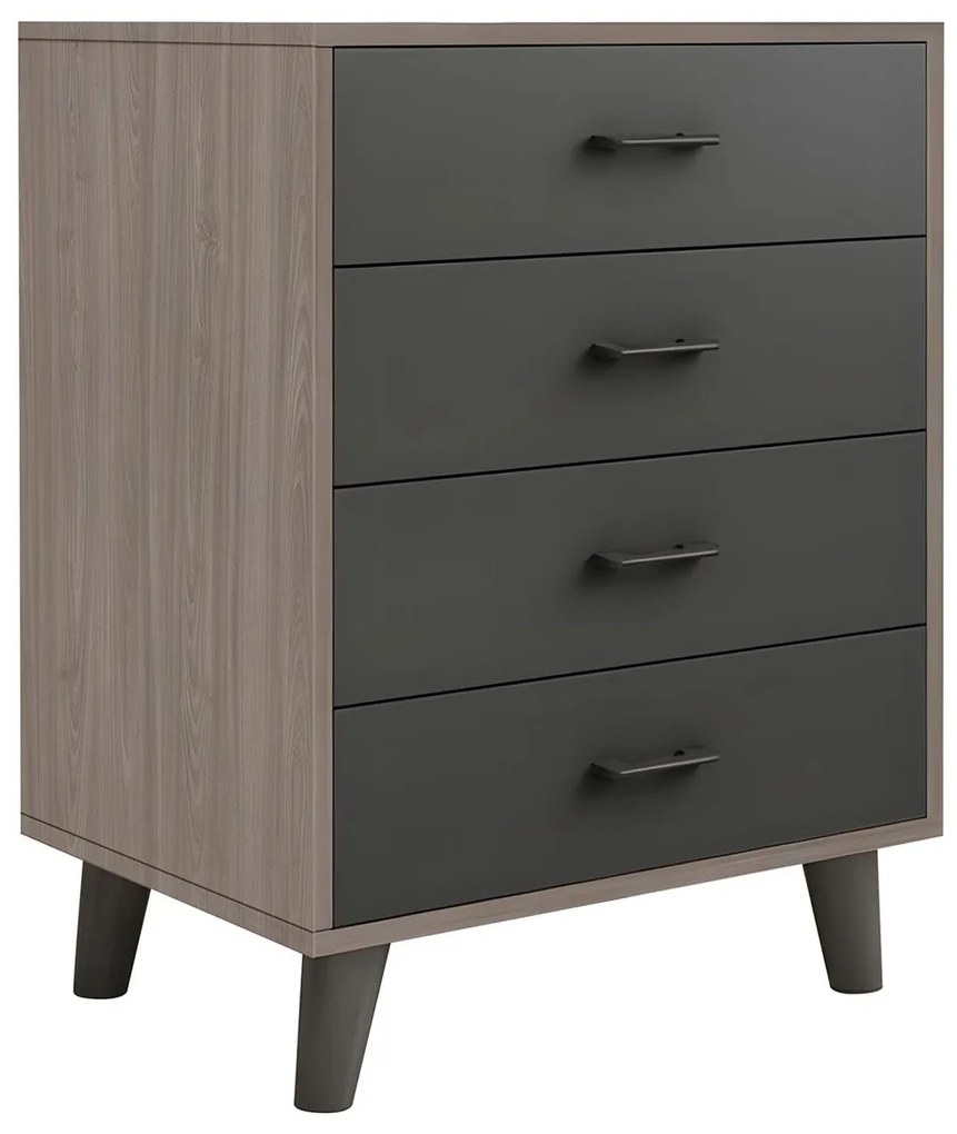 ELIOT Συρταριέρα, με 4 Συρτάρια, Απόχρωση Sonoma Oak-Grey 60x40x80cm