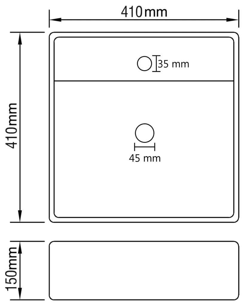 vidaXL Νιπτήρας με Υπερχείλιση Τετράγωνο Σκ Γκρι Ματ 41x41 εκ Κεραμικό