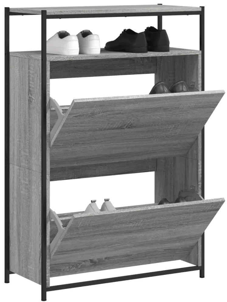 vidaXL Παπουτσοθήκη Γκρι Sonoma 75x34x112 εκ. από Επεξεργασμένο Ξύλο