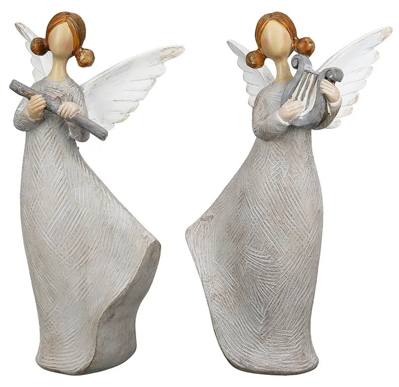Φιγούρα Άγγελοι 'Nancy' Πολυ Γκρι 6x10x17cm 2Τμχ-05160884