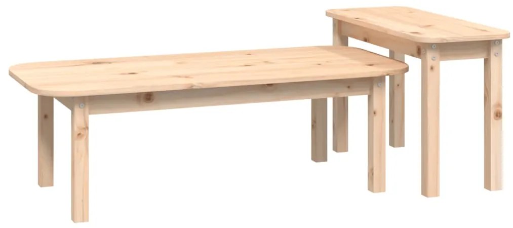 vidaXL Τραπεζάκια Σαλονιού Σετ 2 Τεμαχίων από Μασίφ Ξύλο Πεύκου