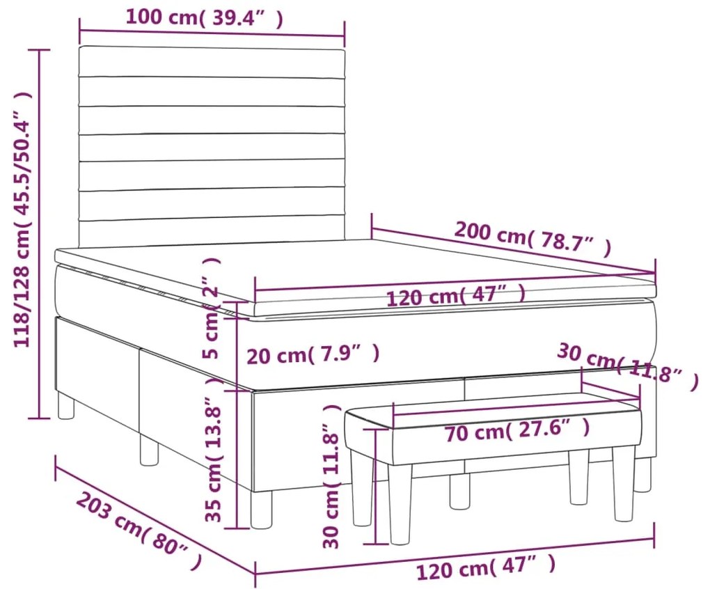 ΚΡΕΒΑΤΙ BOXSPRING ΜΕ ΣΤΡΩΜΑ ΣΚΟΥΡΟ ΓΚΡΙ 120X200 ΕΚ. ΥΦΑΣΜΑΤΙΝΟ 3137222