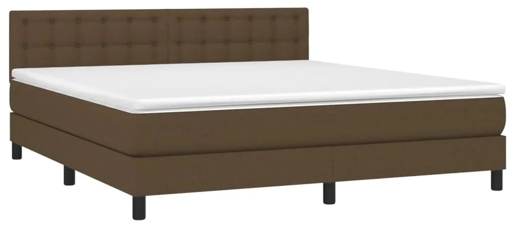 vidaXL Κρεβάτι Boxspring με Στρώμα & LED Σκ.Καφέ 180x200εκ. Υφασμάτινο