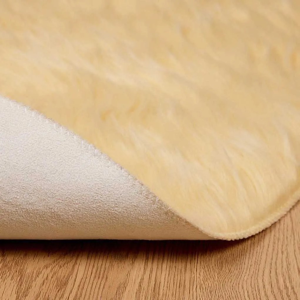 vidaXL Ψεύτικο Δέρμα Προβάτου Χαλί Tafalla Κρεμ Ø 100 εκ Πολυεστέρας