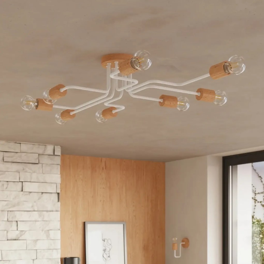 Φωτιστικό Οροφής TIMBO 8 λευκό/χάλυβας/ξύλο/8xmax 15W LED