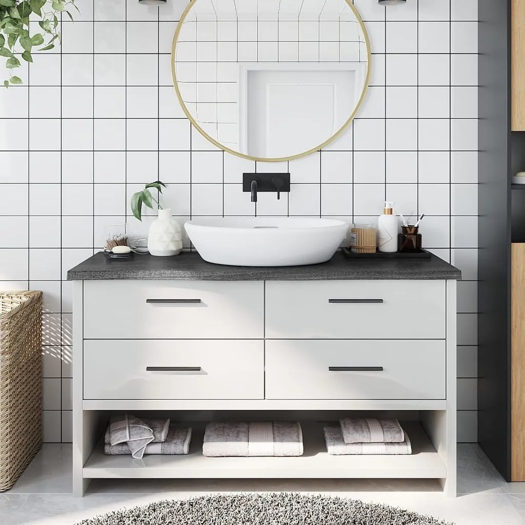 vidaXL Πάγκος Μπάνιου Σκ. Γκρι 100x40x4 εκ. Επεξ. Μασίφ Ξύλο