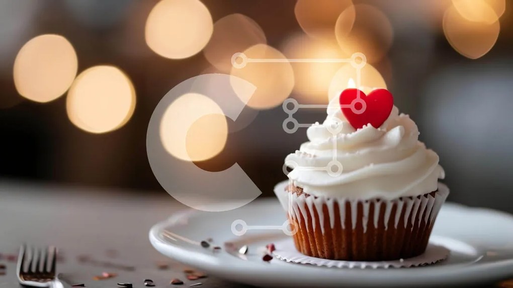 Intra Συλλεκτικό Ξύλινο Παζλ Plywood  4mm - Cupcake του Αγίου Βαλεντίνου με καρδιές και σαντιγί Σε Ξύλινο Κουτί - Διαστάσεις: 10x10 cm – 25 κομμάτια